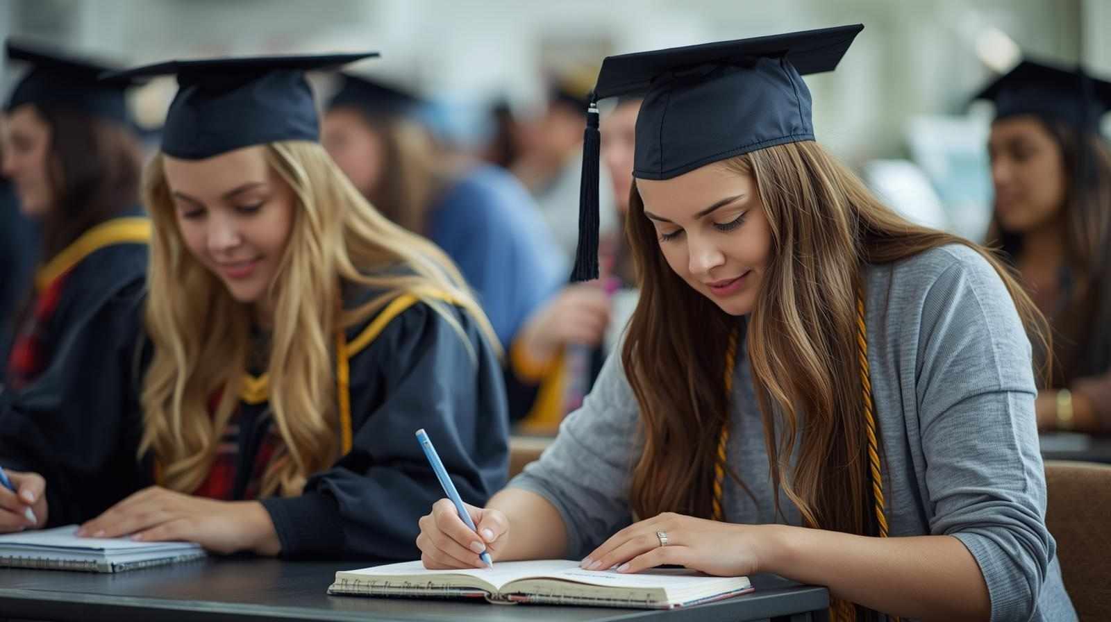 Graduate students studying