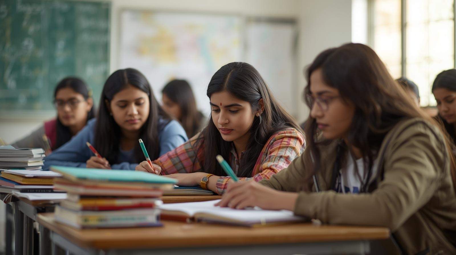 High school students studying