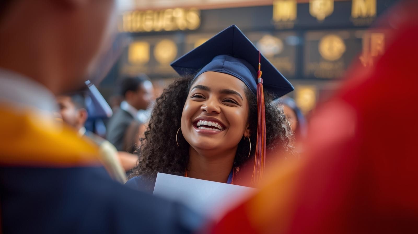 Successful student celebrating achievement